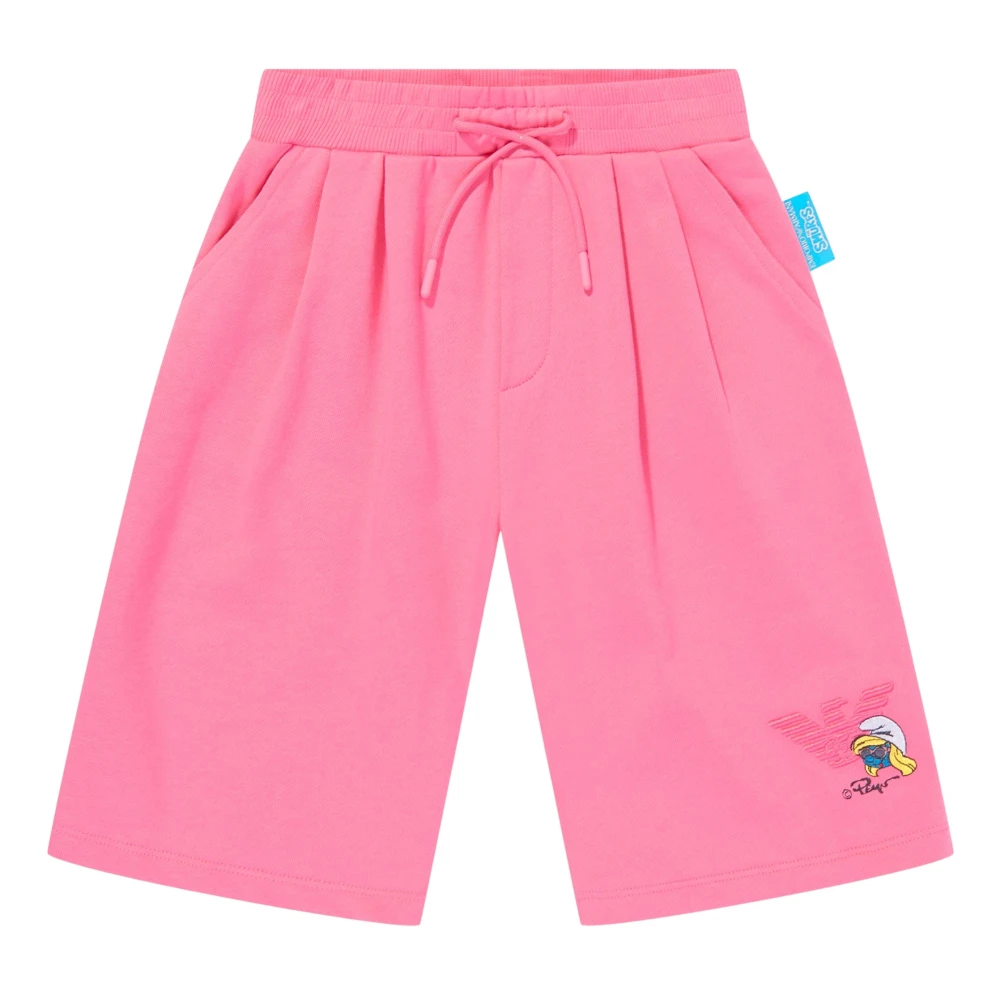 Emporio Armani Girls Pink Shorts, 10 Y, Smurfette Logo Shorts