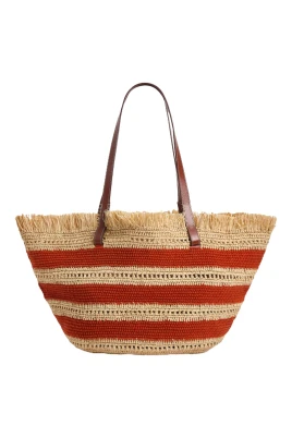 Korgväska i raffia och bomull
