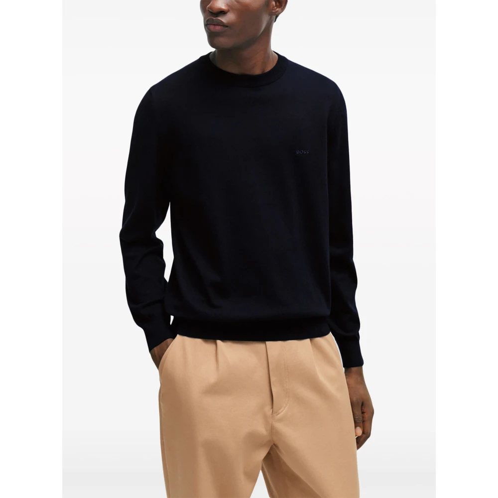Hugo Boss Donkerblauwe Gebreide Trui Blue Heren