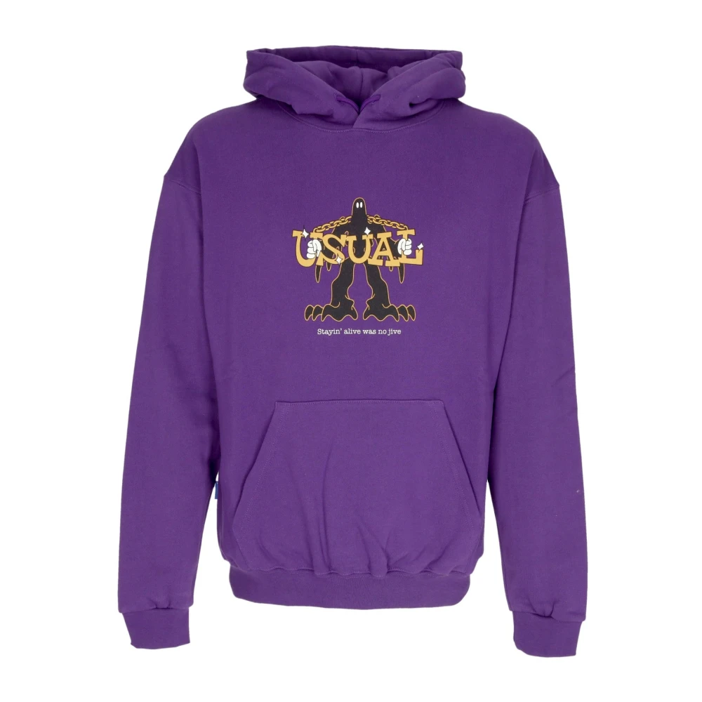 Usual Paarse Jive Hoodie Sweatshirt met Kangaroo Zak Purple Heren