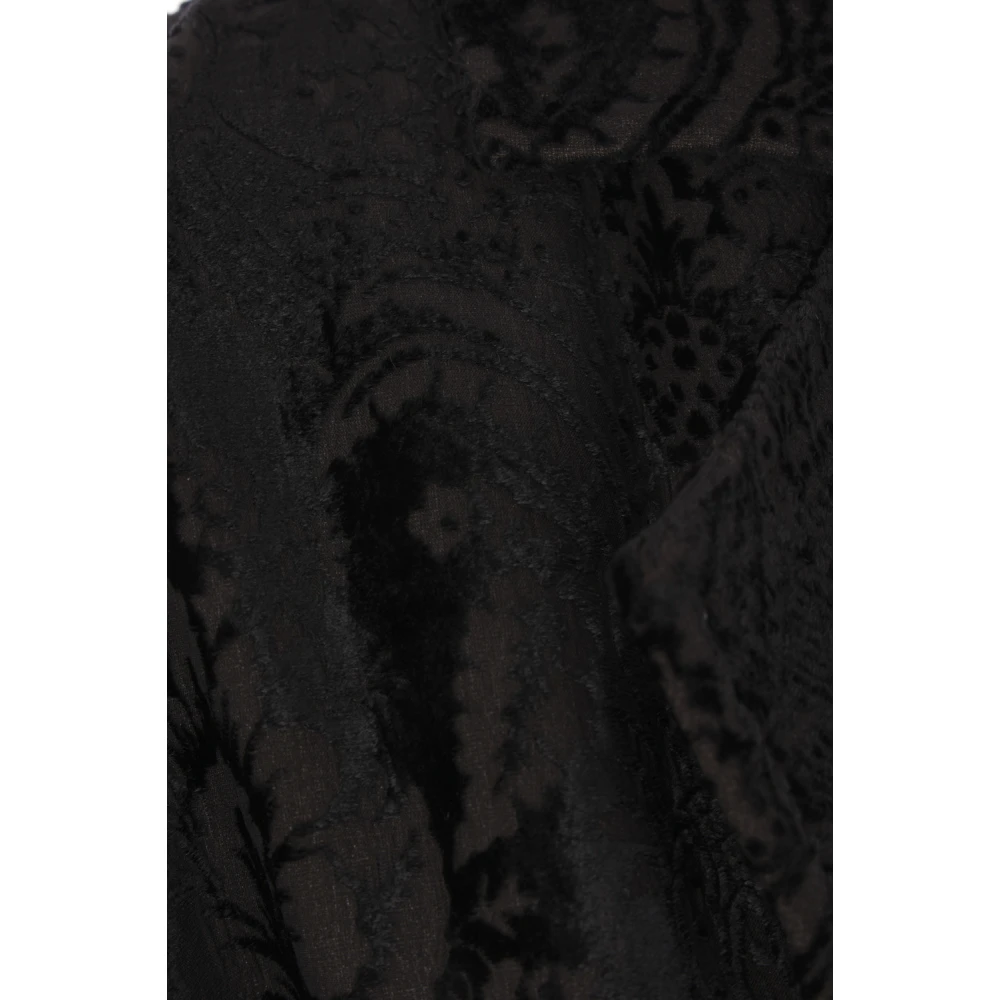 Max Mara Zwart Fluweel Bloemen Damast Jas Black Dames