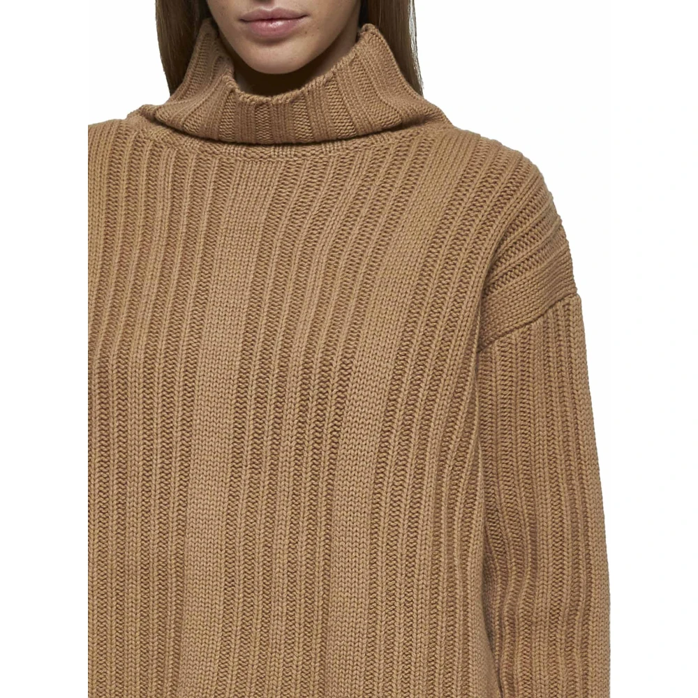 Max Mara Vitalba Oversized Trui Kameel Ribgebreid Brown Dames