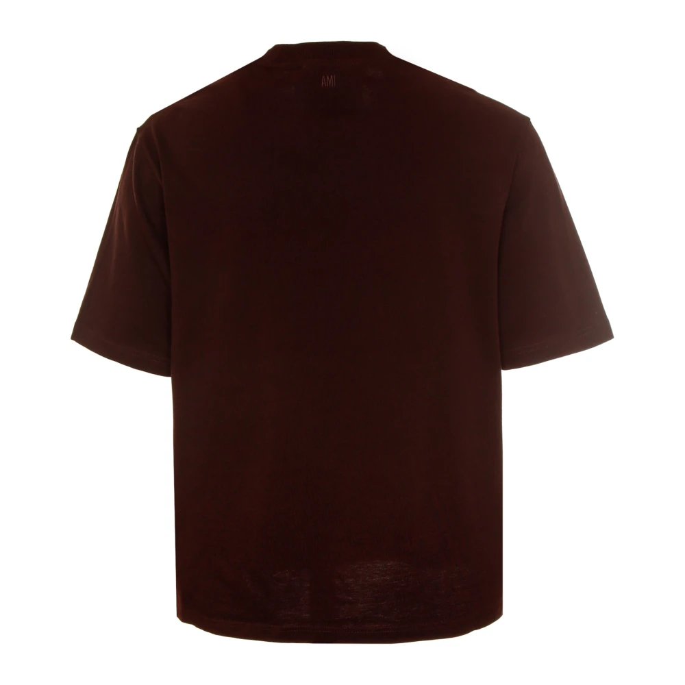 Ami Paris Rib T-shirt met labelstiksels Purple Heren