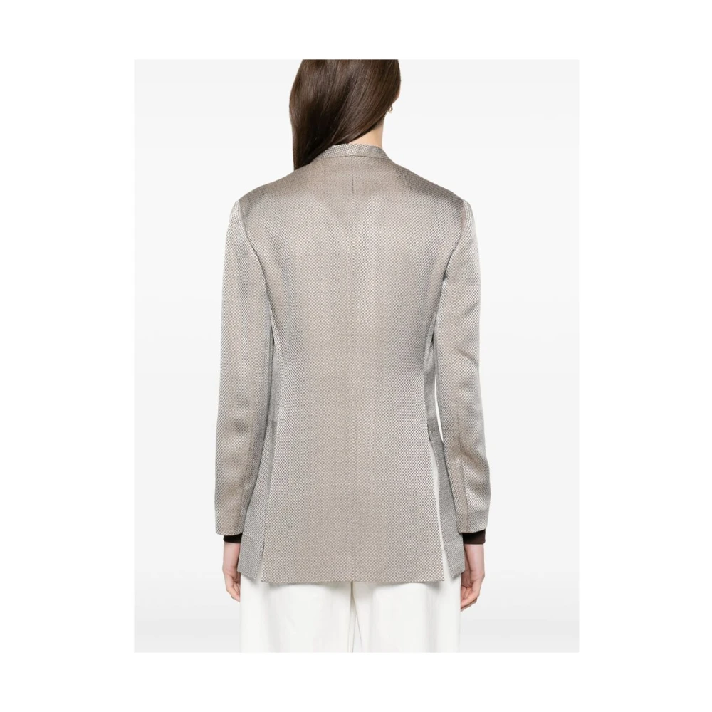 Giorgio Armani Nickel Grey Knoopjas met Achteruitgangen Gray Dames
