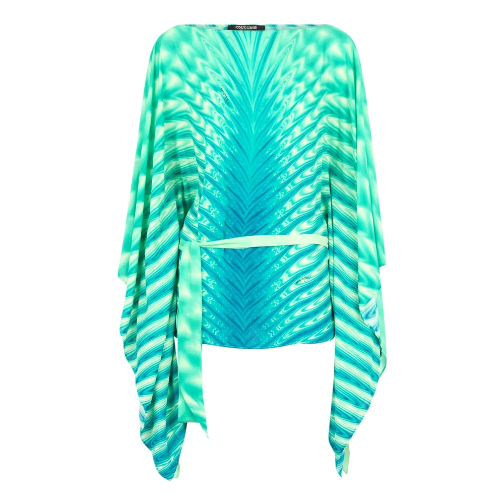 Roberto Cavalli Groene Caftan Jurk met All-Over Print Green Dames