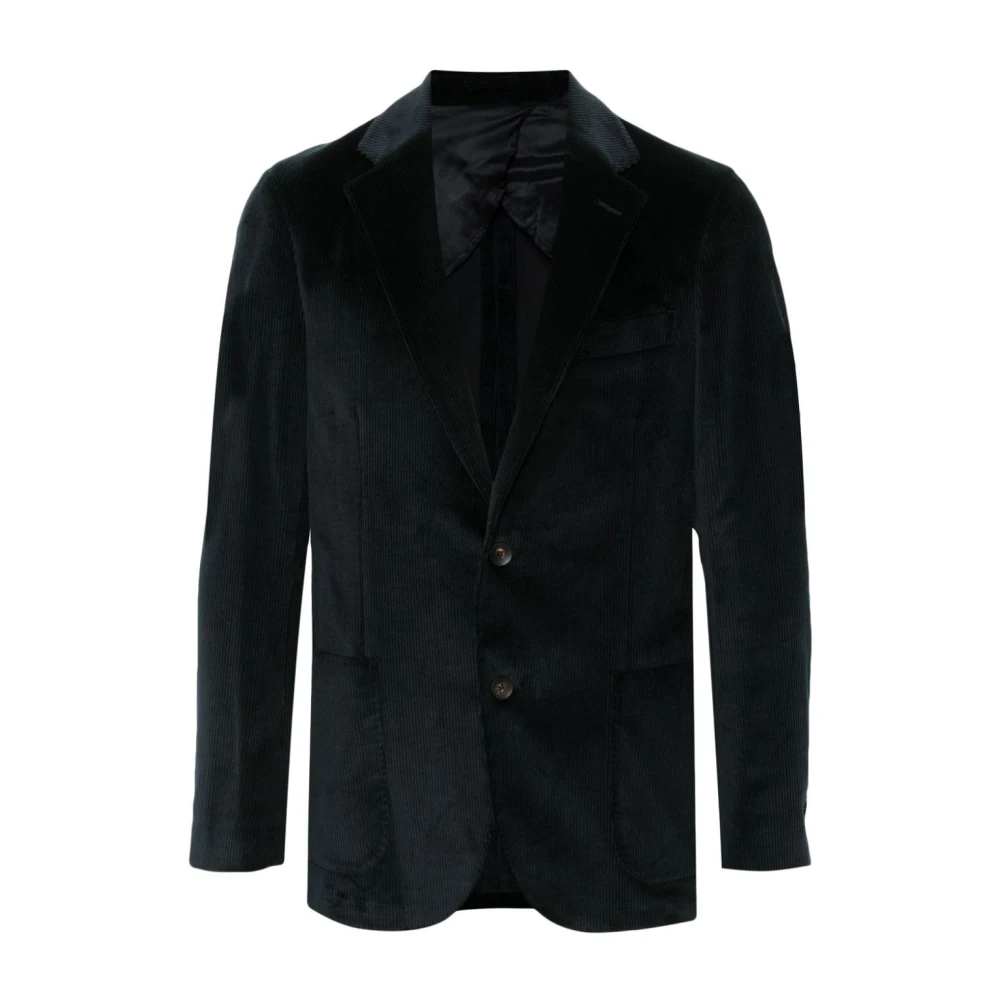 Lardini Navy Fluwelen Ribfluwelen Blazer Black Heren