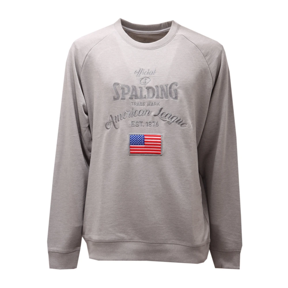 Spalding Men's Gray Sweatshirts, L, Felpa Grey Embroidered Jumper