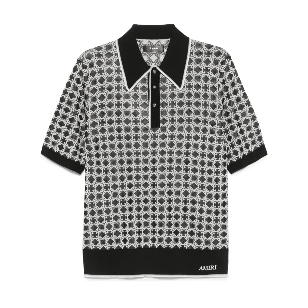 Amiri Jacquard Polo Shirt met geknoopte revers Black Heren