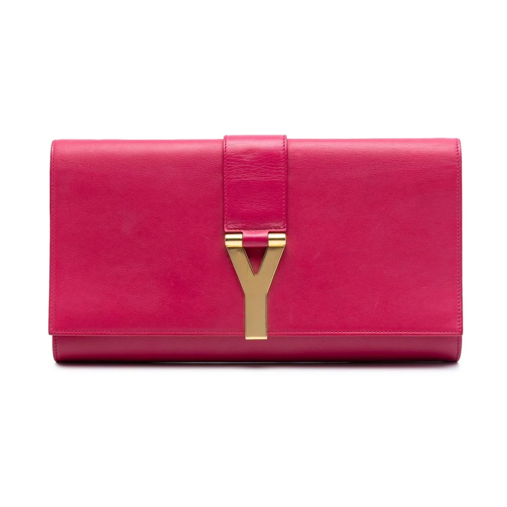 Saint Laurent Vintage Women's Pink Pre-Owned Leather Flap Clutch