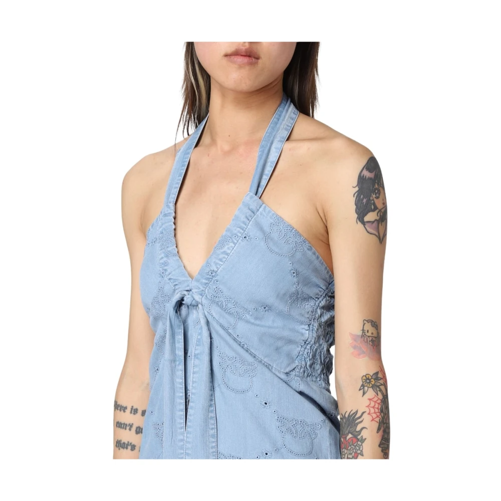 pinko Sleeveless Tops Blue Dames