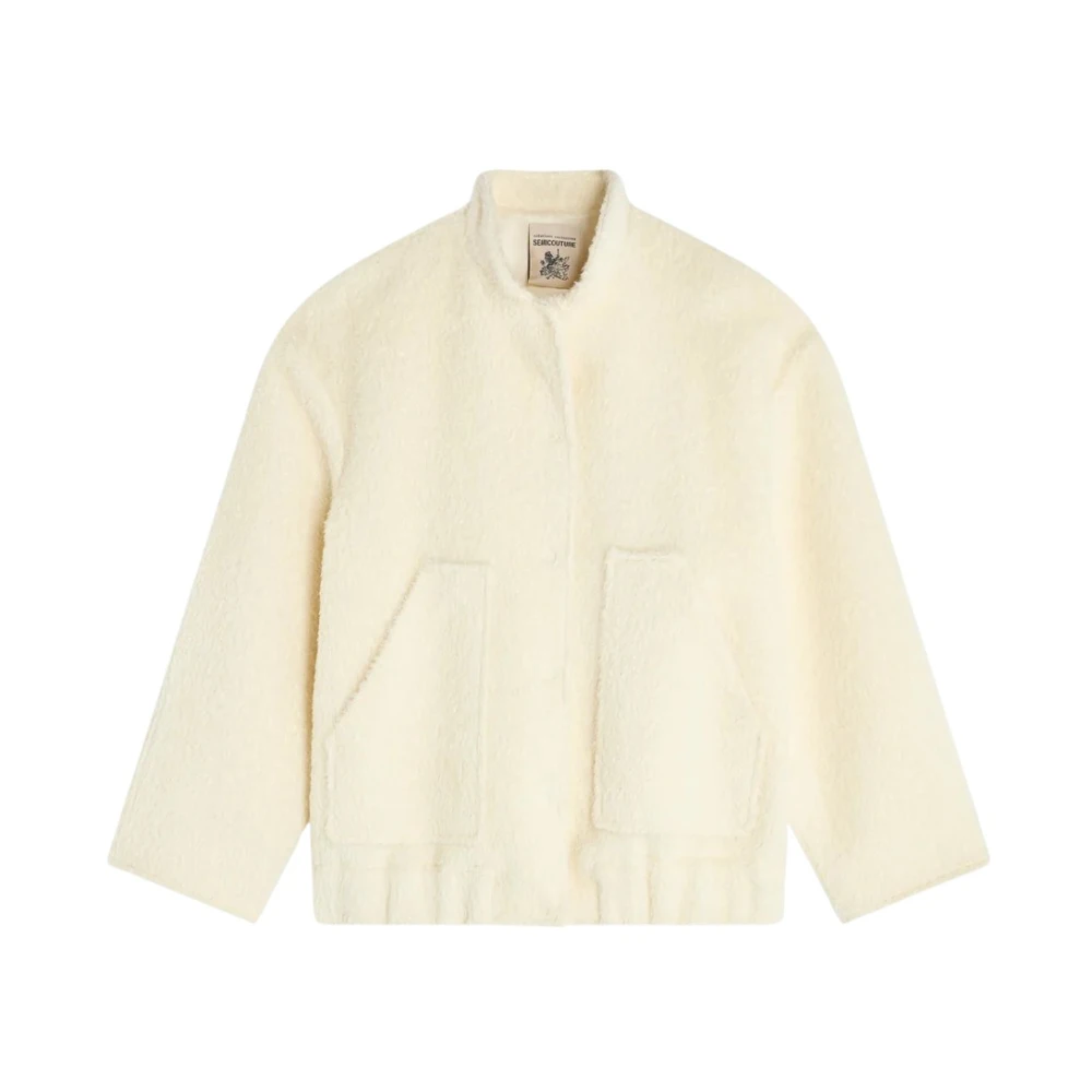 Semicouture Mohair Bomberjack met ritssluiting Beige Dames