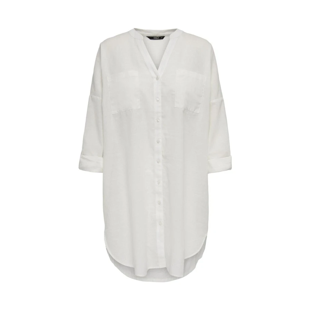 Only Carmakoma Solid V-Hals Langarm Shirt White Dames