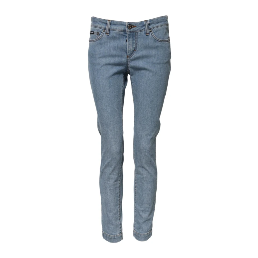 Dolce & Gabbana Women's Blue Skinny Denim Jeans With Logo