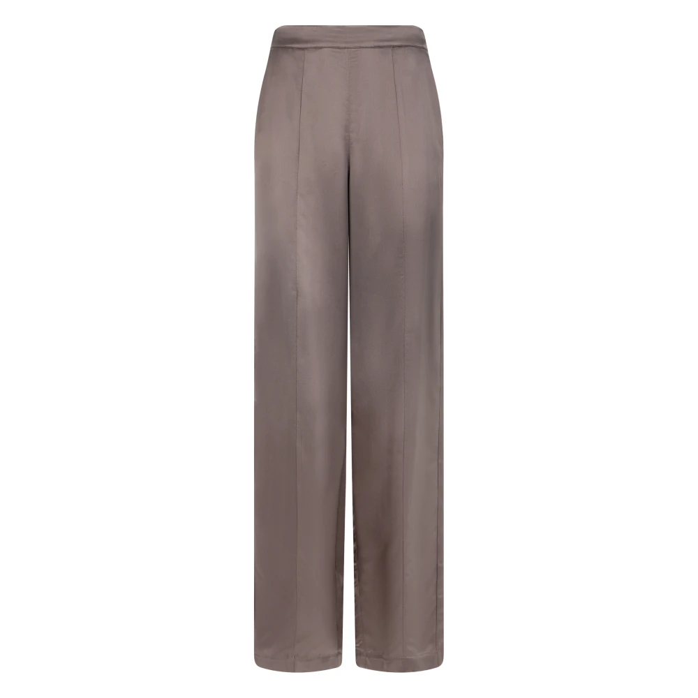 Emporio Armani Kvinno Grå Byxor Dam, Xs, Satäng, Lösa Satängbyxor