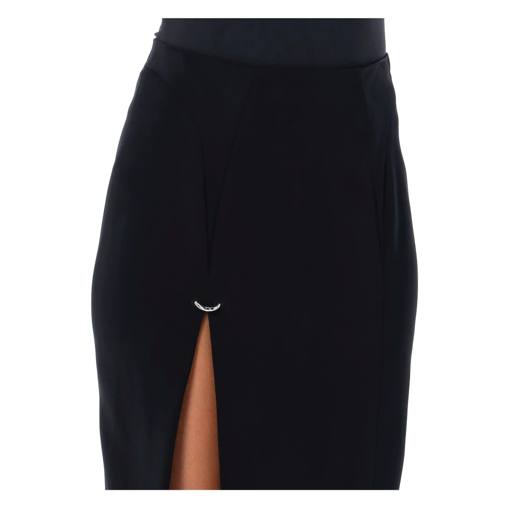 Mugler Zwarte High-Waist Longuette Rok Black Dames