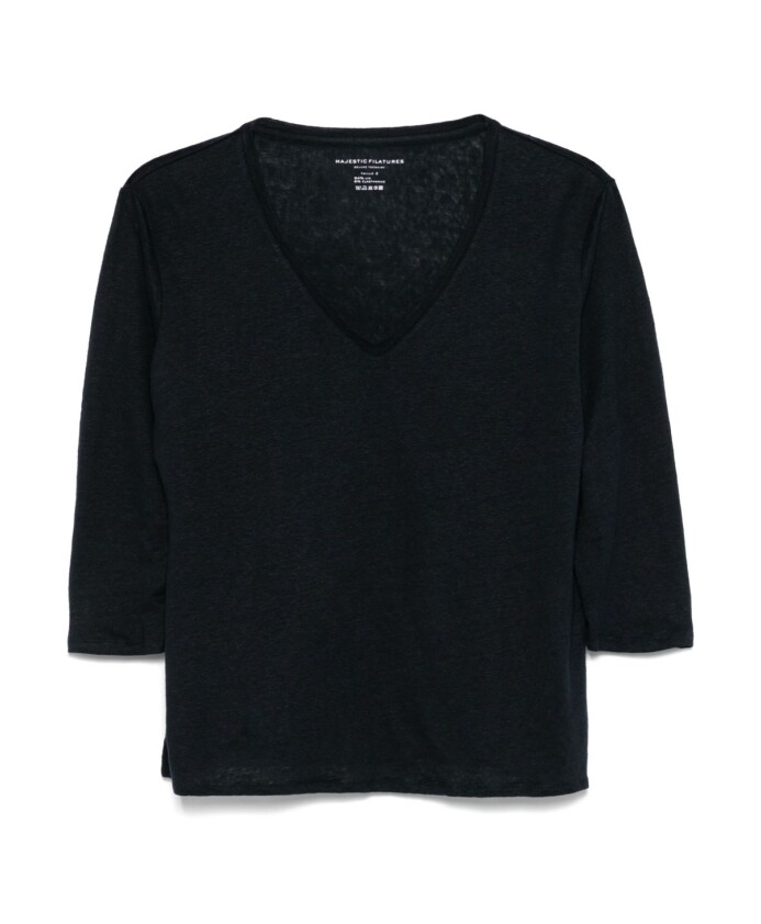 pull-bleu-a-texture-slub-et-col-en-v