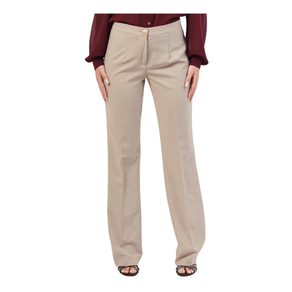 YES ZEE Beige Diamantprint Rechte Broek Beige Dames