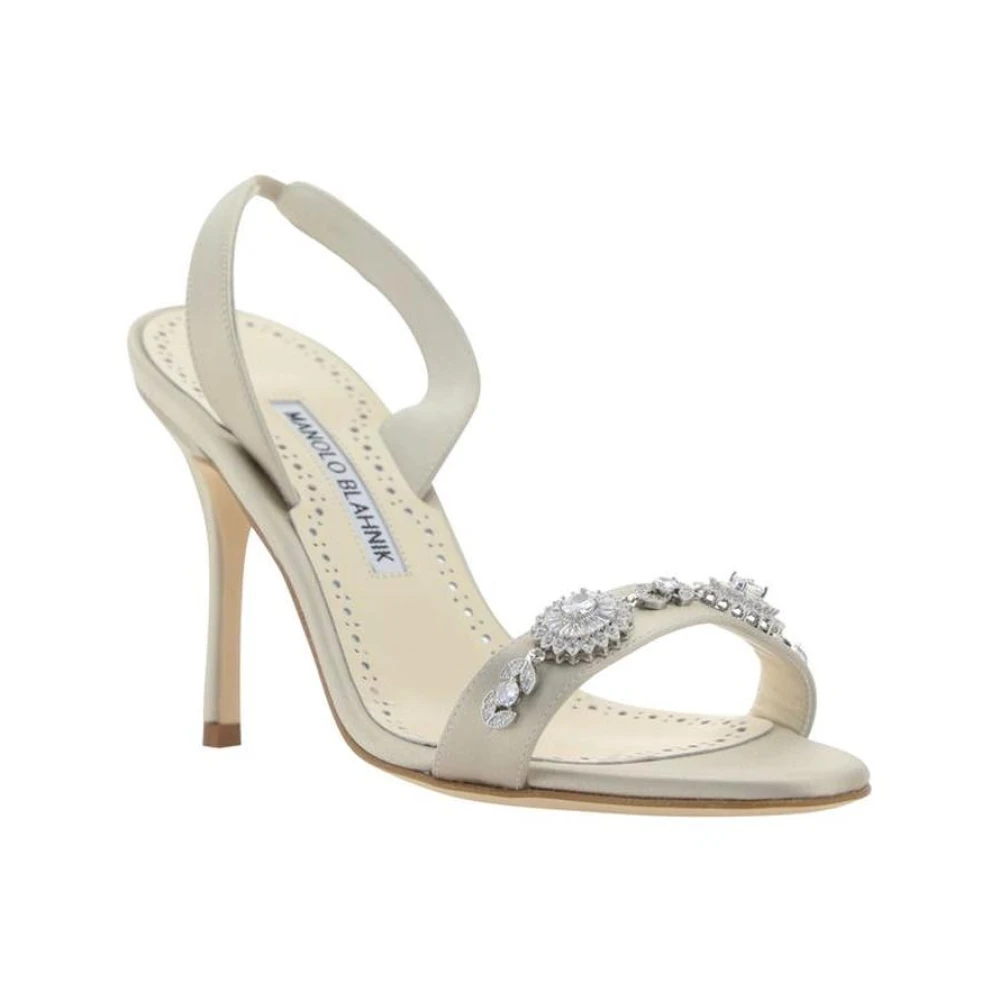 Manolo Blahnik Kristal Beige Pump Slingbacks Beige Dames