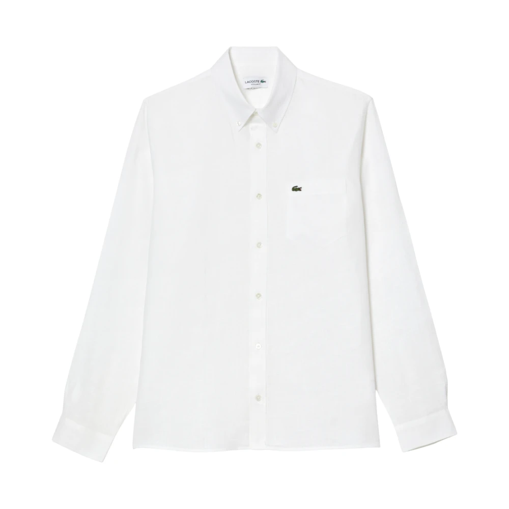 Lacoste Mannelijk Wit Overhemden Heren, Xl, Linnen, Regular Fit Linnen Overhemd