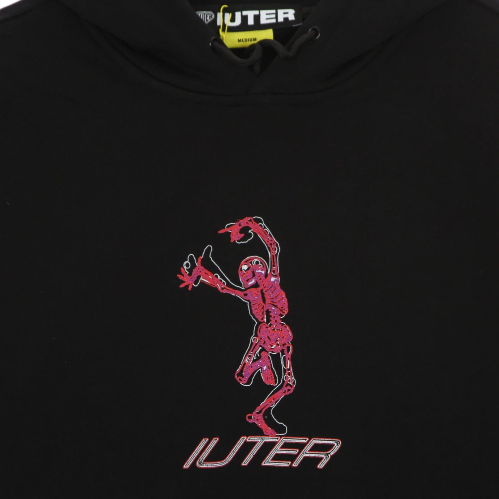 Iuter Zwarte Skeleton Hoodie Lange Mouw Sweatshirt Black Heren