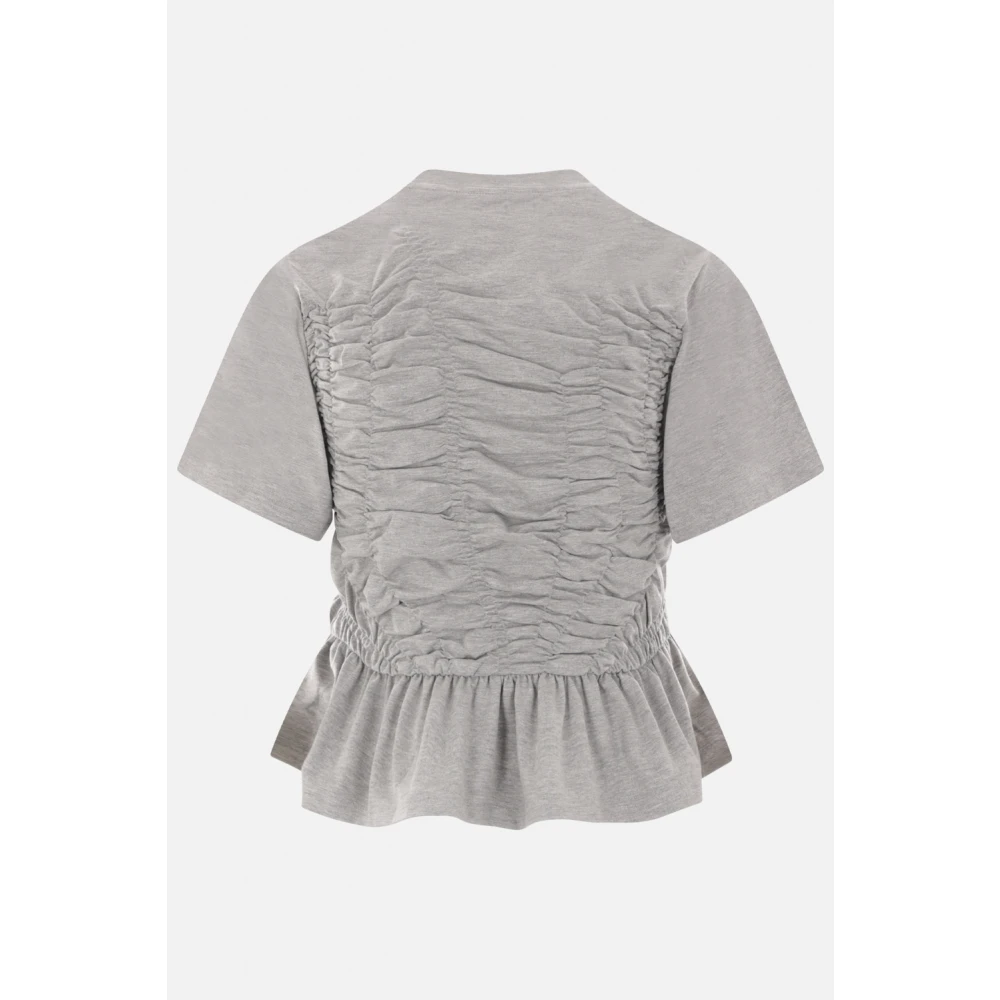 Cecilie Bahnsen Grijze Jersey T-shirt met Ruches Gray Dames