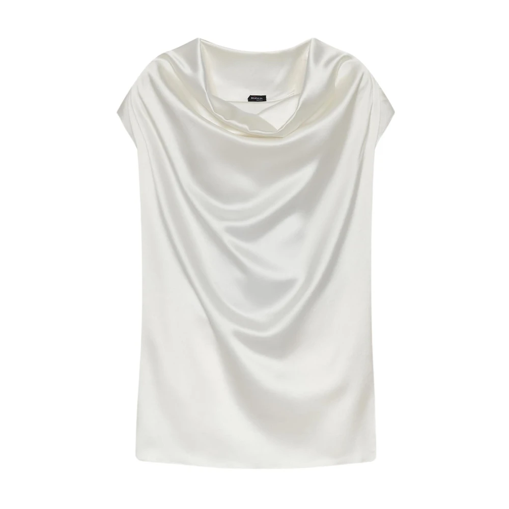 Kiton Zijden Gedrapeerde Blouse White Dames