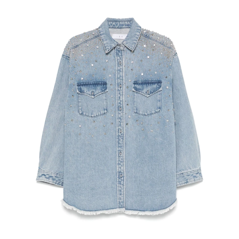 IRO Blauwe knoopshirt met studversiering Blue Dames
