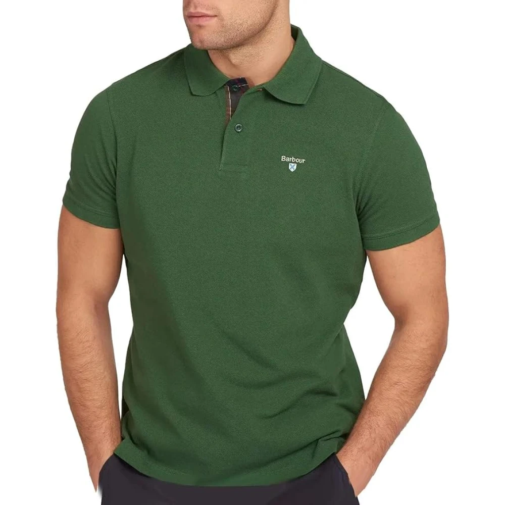 Barbour Tartan Piqué Polo Shirt Racing Green Heren