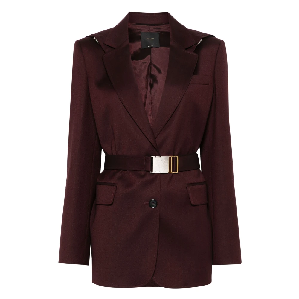 Pinko Casual Bruine Wollen Blazer Brown Dames