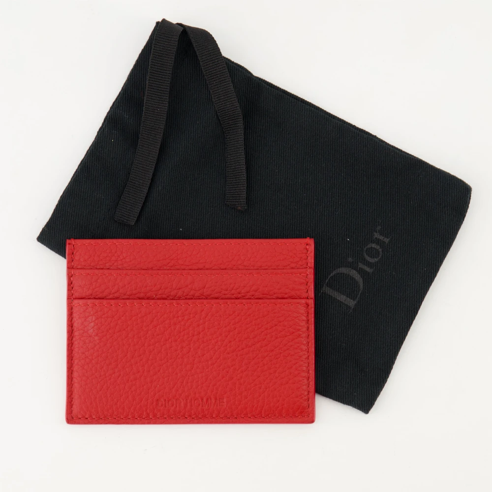 Dior Rode korrelige leren kaarthouder Red Heren