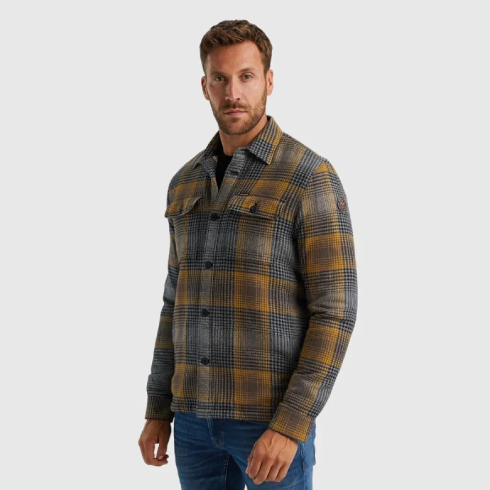 PME Legend Geruit Bont Gevoerd Overshirt Lange Mouw Multicolor Heren