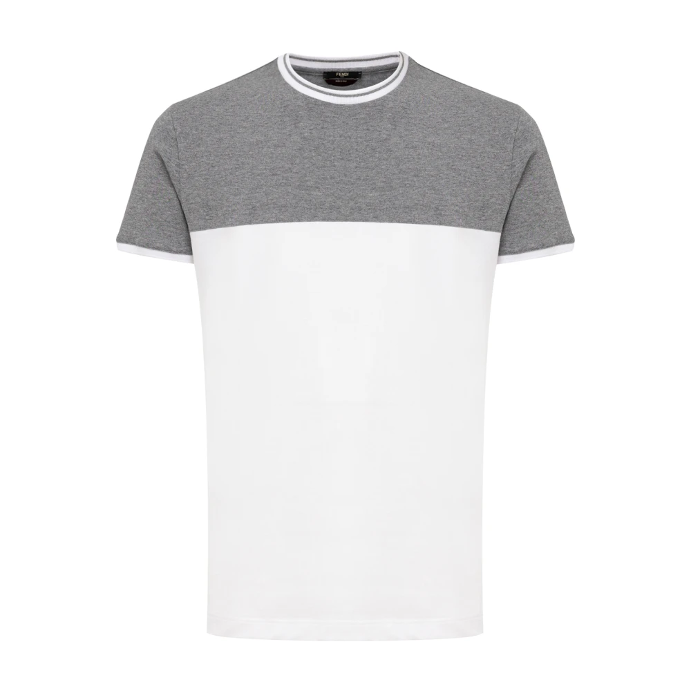 Fendi Bicolor Wit Grijs Ronde Hals Katoenen T-shirt White Heren