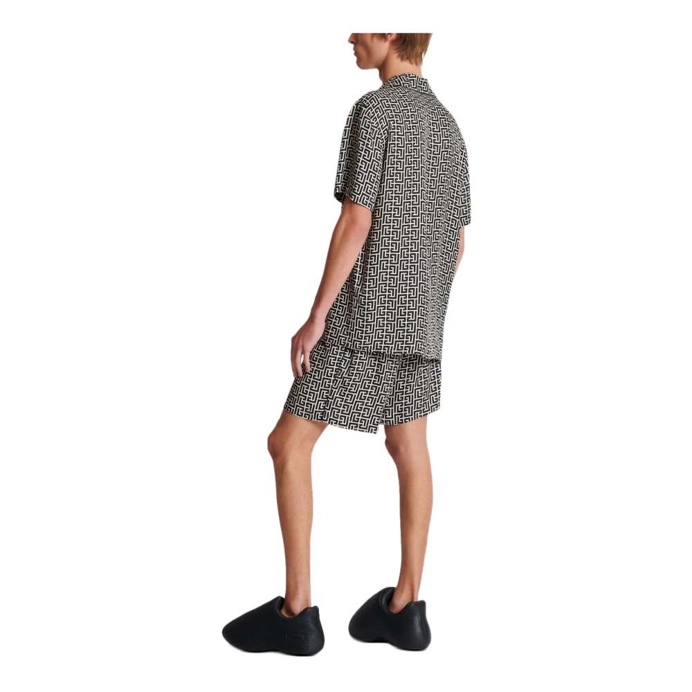 Balmain Overhemd met Mini Monogram Black Heren