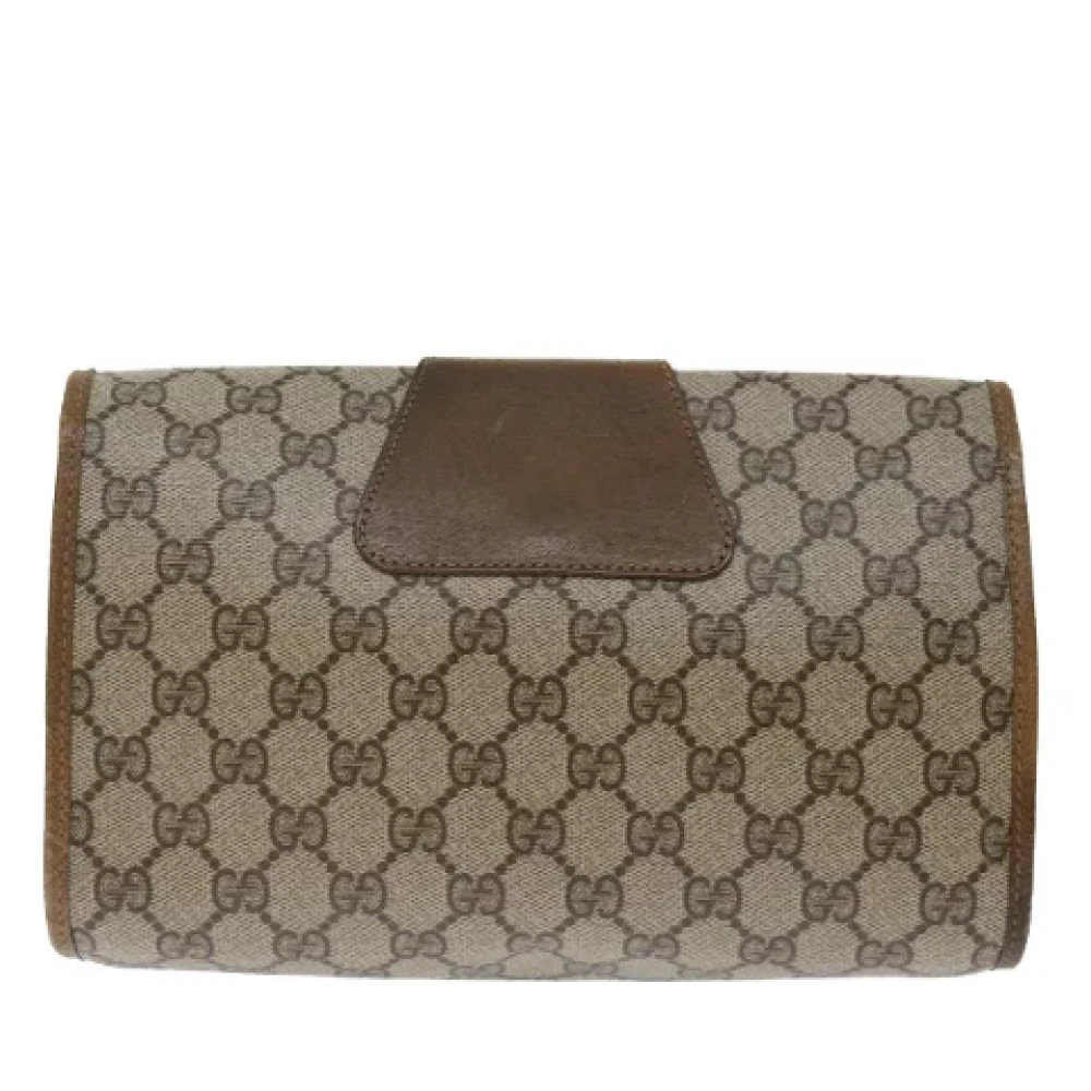Gucci Vintage Pre-owned Leather clutches Beige Dames