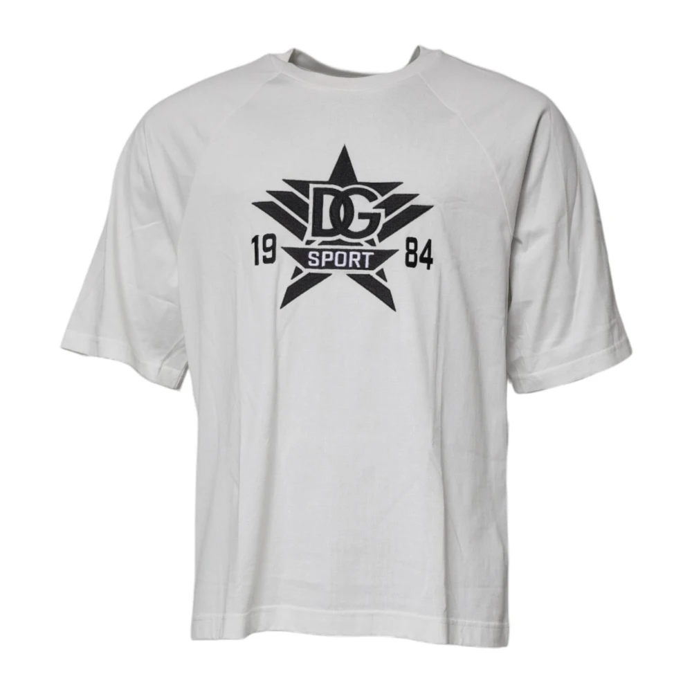 Dolce & Gabbana Men's White T-Shirts, L, Graphic Print Cotton T-Shirt