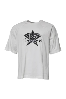 Vit Grafisk Tryck Bomull T-shirt