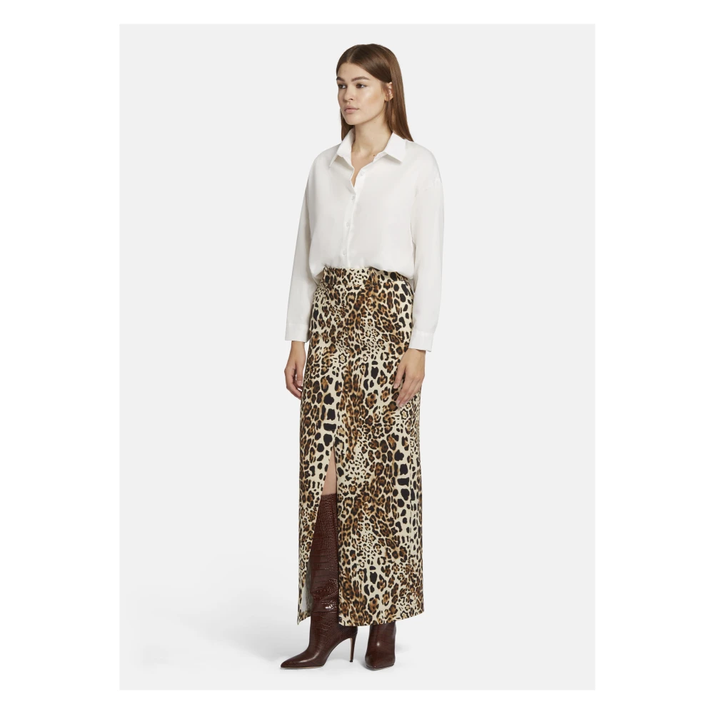 Nicowa Elegante Twill Maxi Rok Trenala Brown Dames