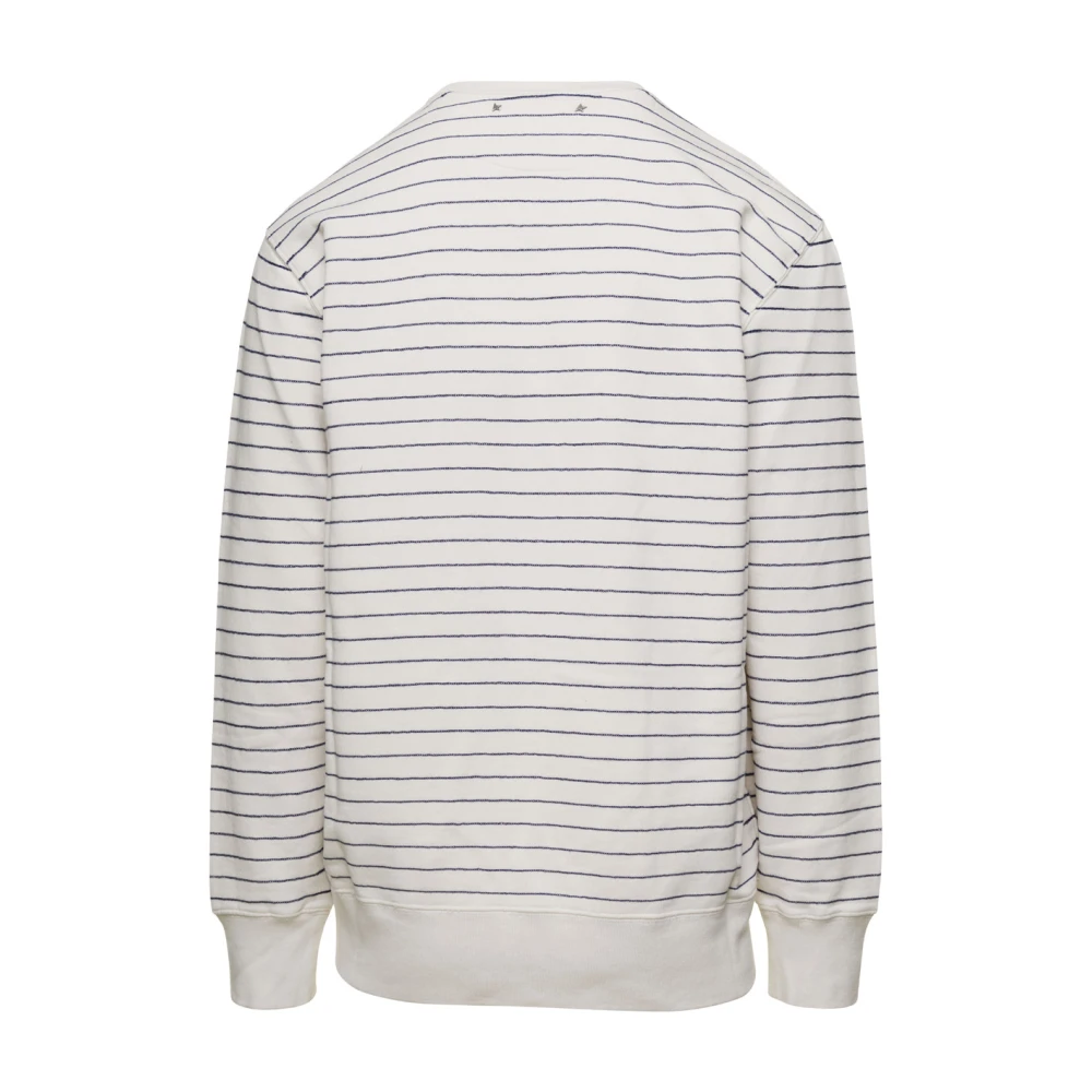 Golden Goose Gestreept katoenen sweatshirt met ronde hals White Heren