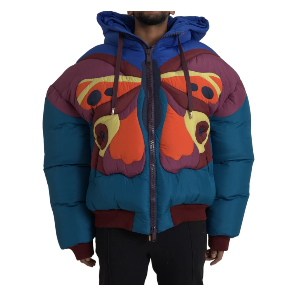 Dolce & Gabbana Multicolor Vlinder Hooded Pufferjas Multicolor Heren
