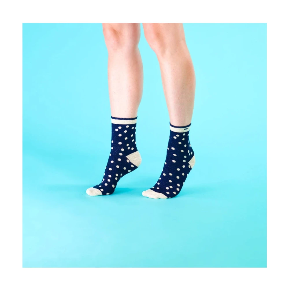 Cabaia Polka Dot Sokken Naadloos Ontwerp Blue Dames