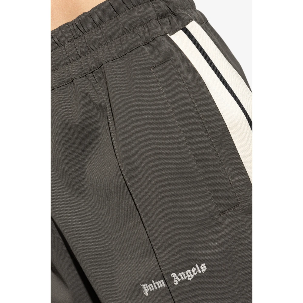 Palm Angels Broek met geborduurd logo Green Heren
