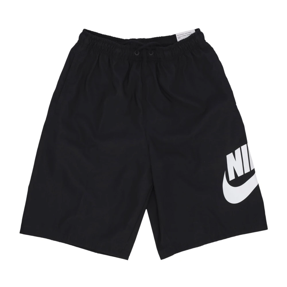 Nike Club Geweven Shorts Zwart Wit Black Heren