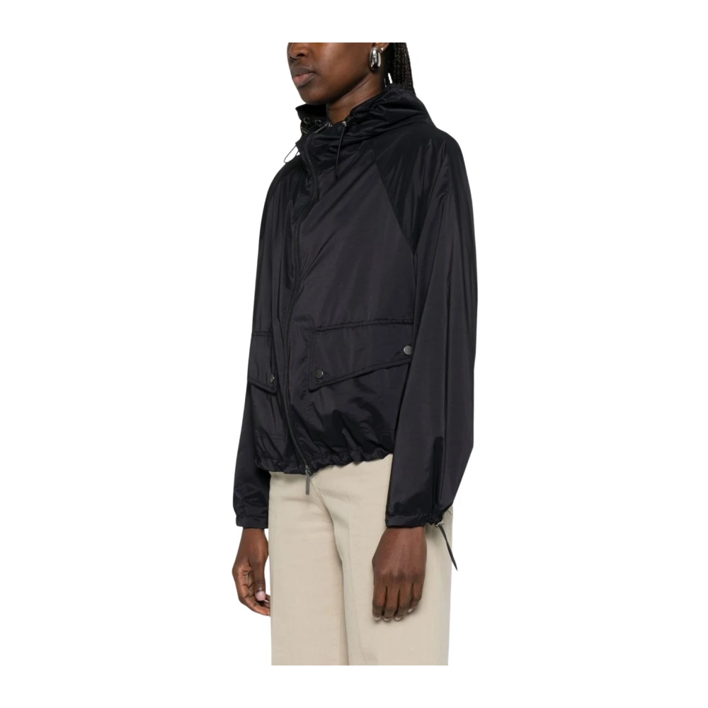 Emporio Armani Vrouw Blauw Jassen Dames, Xs, Nylon, Nylon Blouson Met Volledige Rits En Capuchon