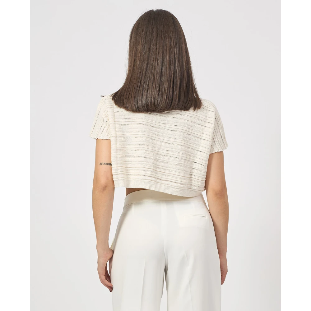 Gaëlle Paris Geknipte geperforeerde logoshirt Beige Dames