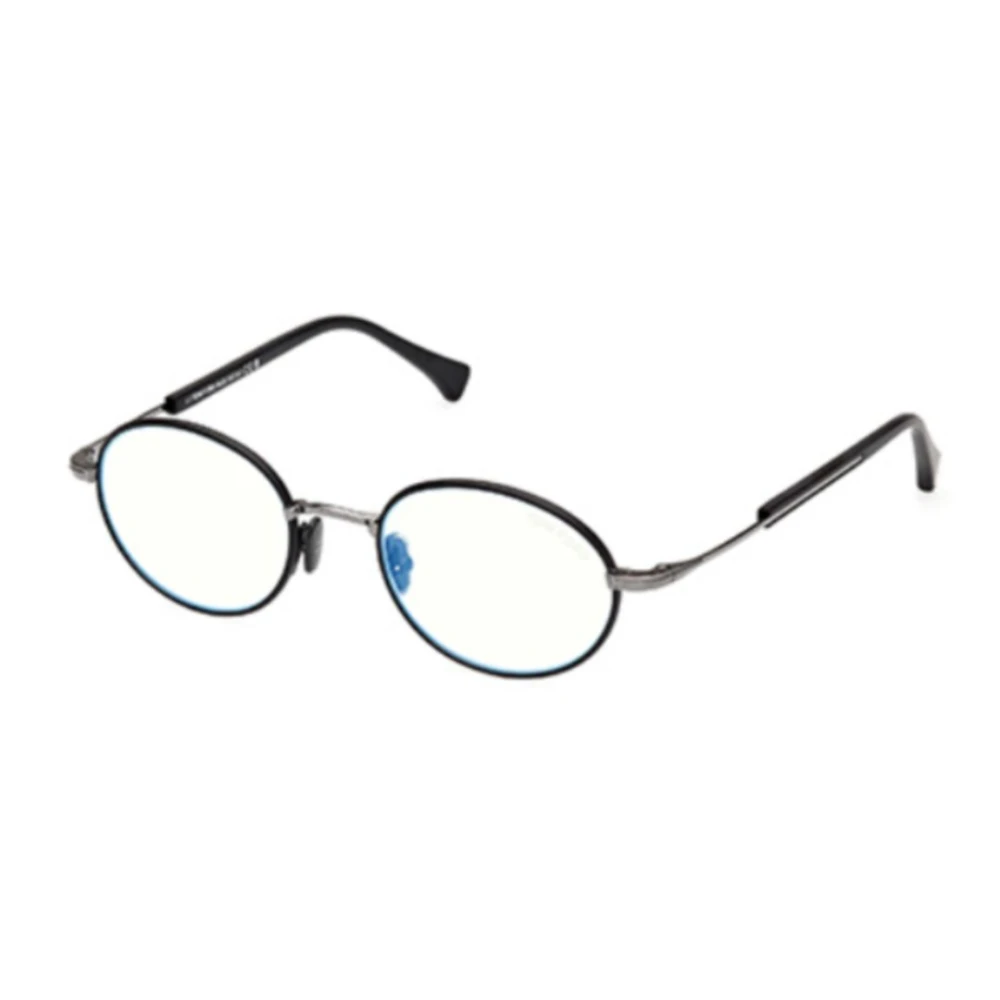 Tom Ford Unisex Black Glasses, 49 Mm, Blue Block Round Opticals