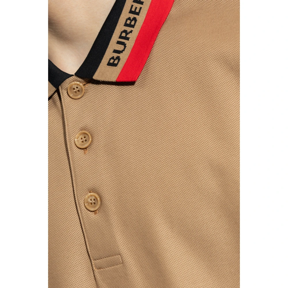 Burberry Polo shirt met logo Beige Heren