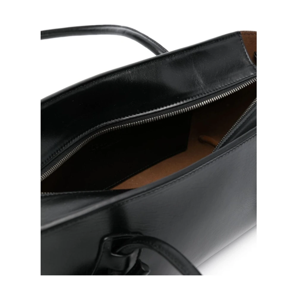 Hereu Zwarte Leren Schoudertas Black Dames