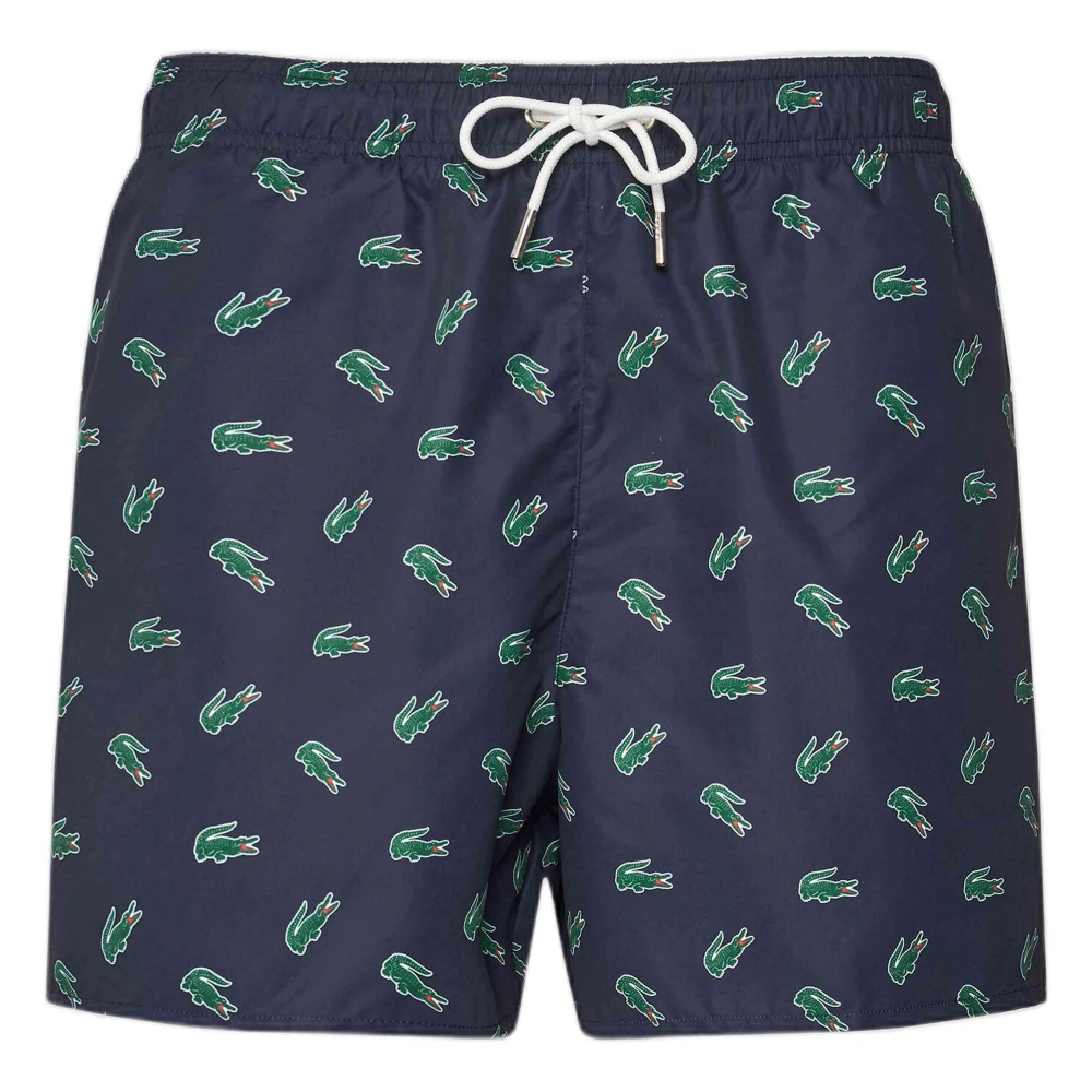 Lacoste Uomo Blu Crocodile Print Swim Trunks