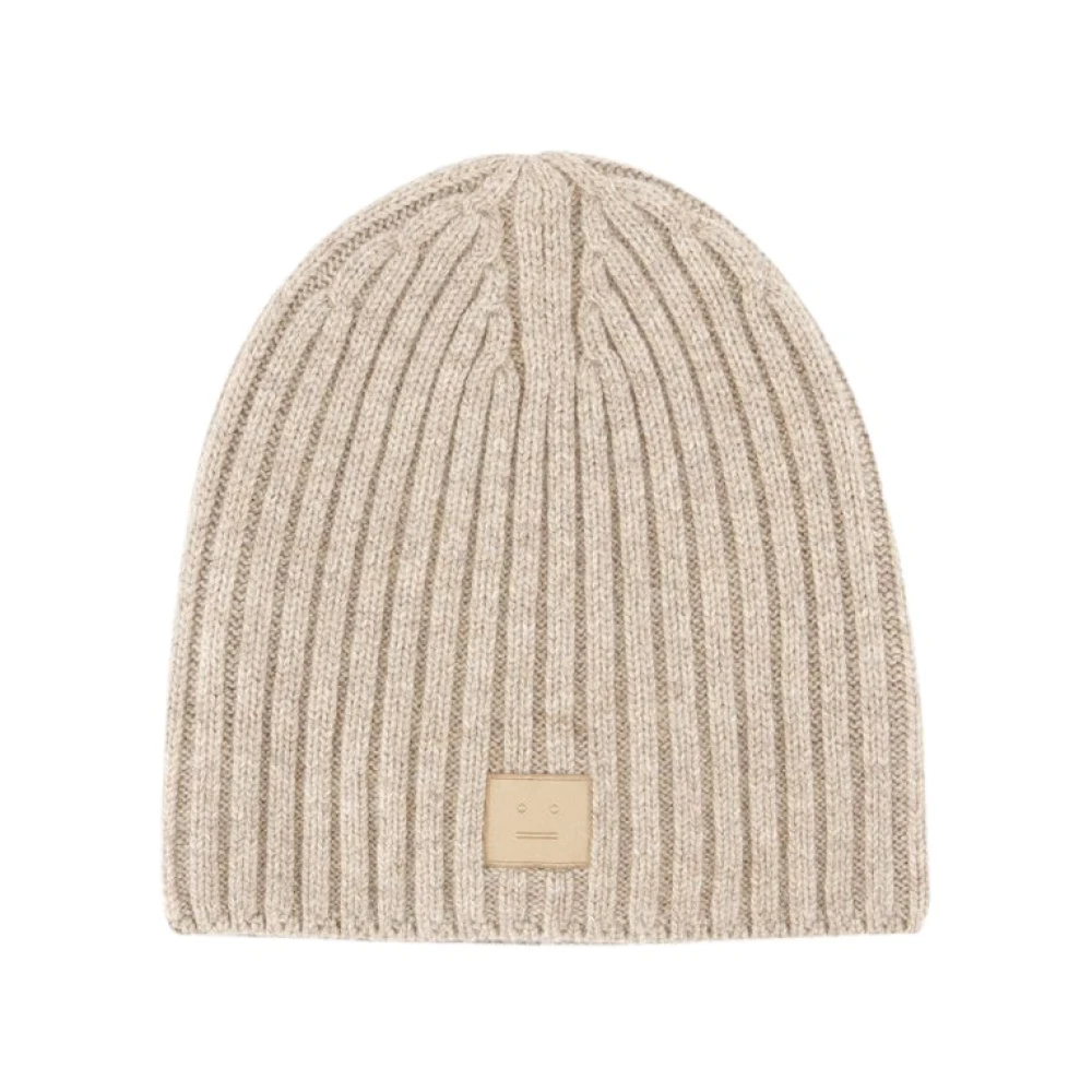 Acne Studios Wollen Beanie Hoed in Beige Unisex