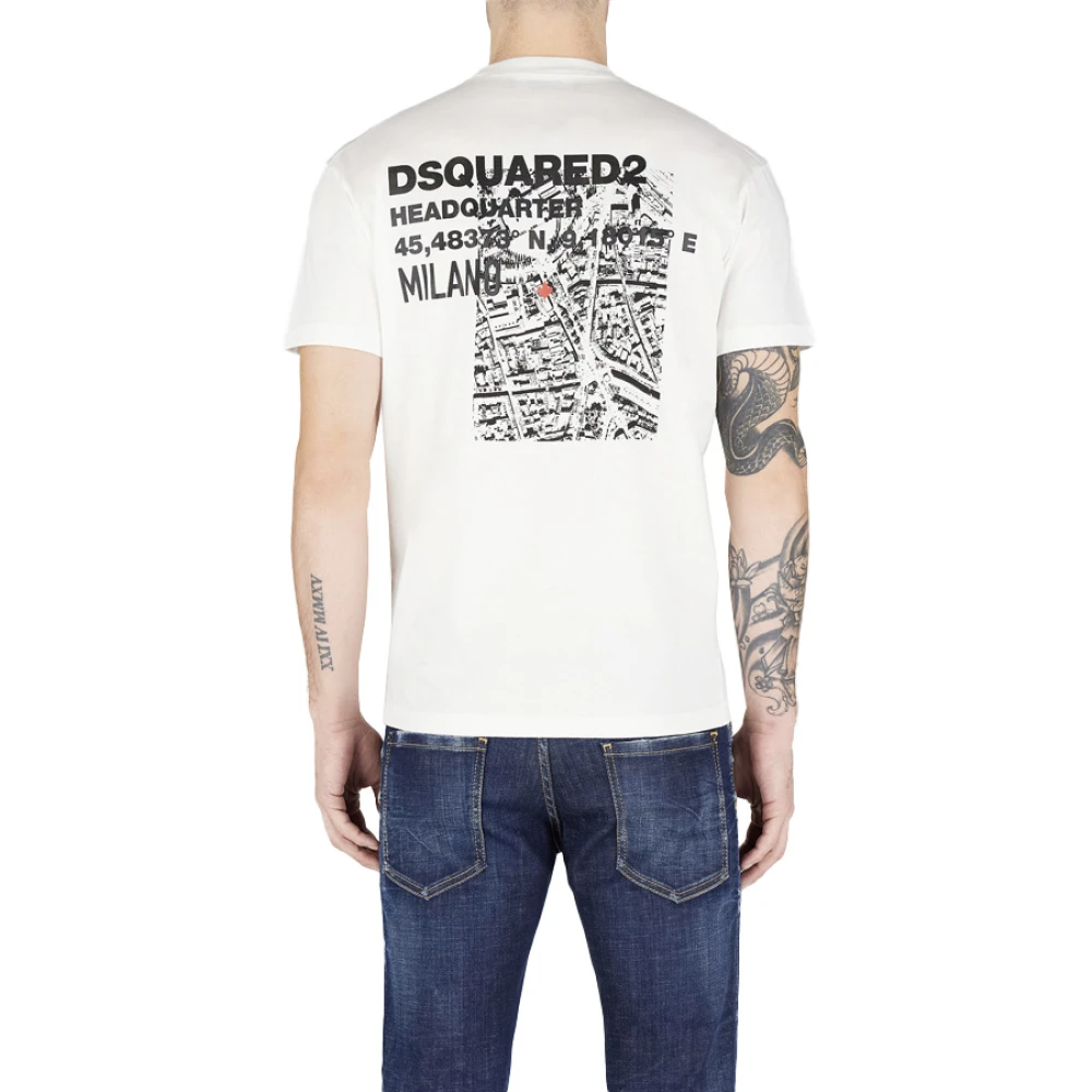Dsquared2 Wit T-shirt met Zwart Logo White Heren